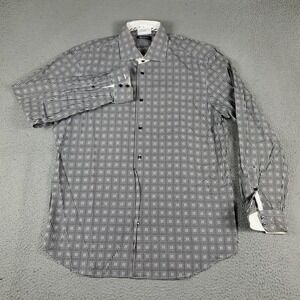Robert Graham Shirt Mens Size 17 Blue Check Button Up Long Sleeve *